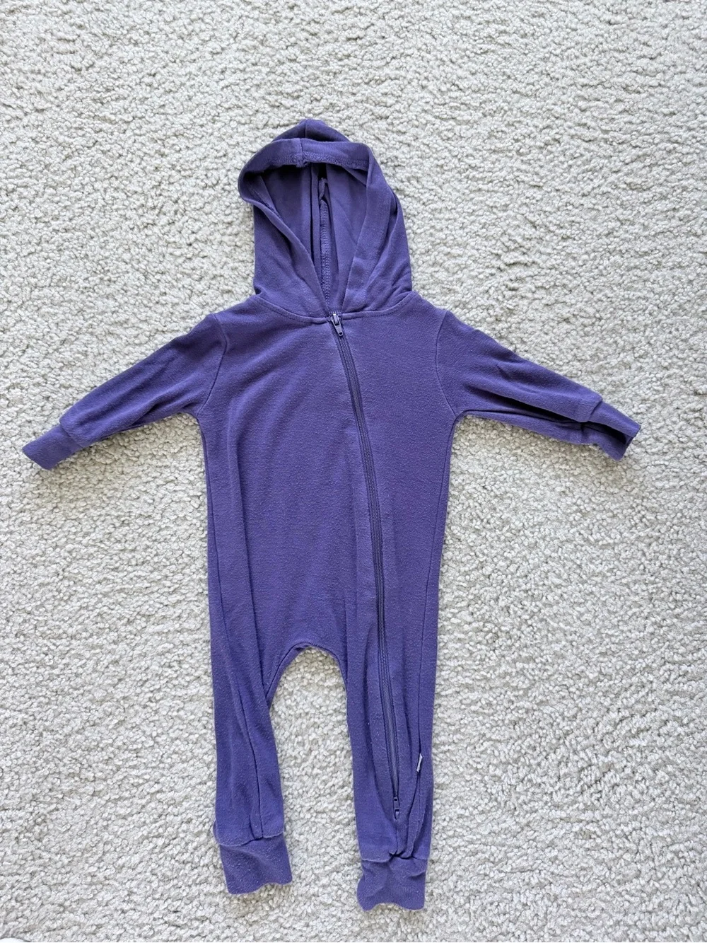 Kyte Baby “Eggplant” Bamboo Jersey Hooded Zipper Romper
